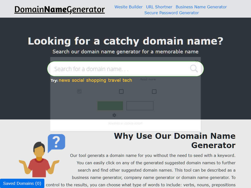 Domain name generator and domain name search