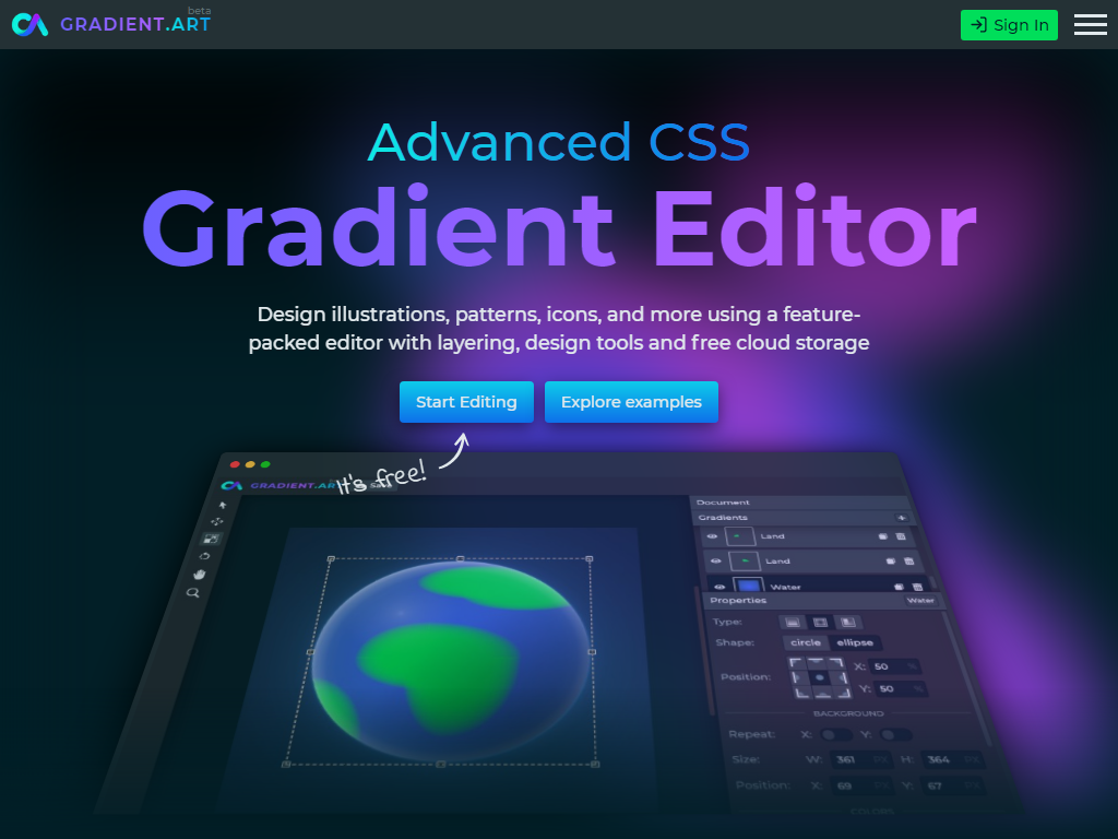 GradientArt | Advanced CSS Gradient Editor