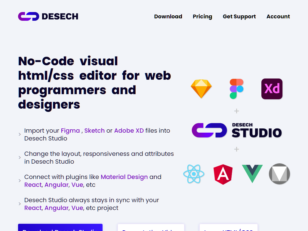 Desech Studio, no-code visual html/css editor