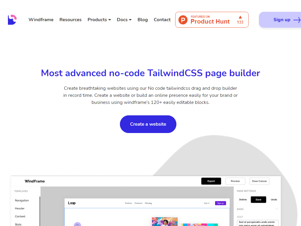 Windframe - Most advanced no-code TailwindCSS page builder